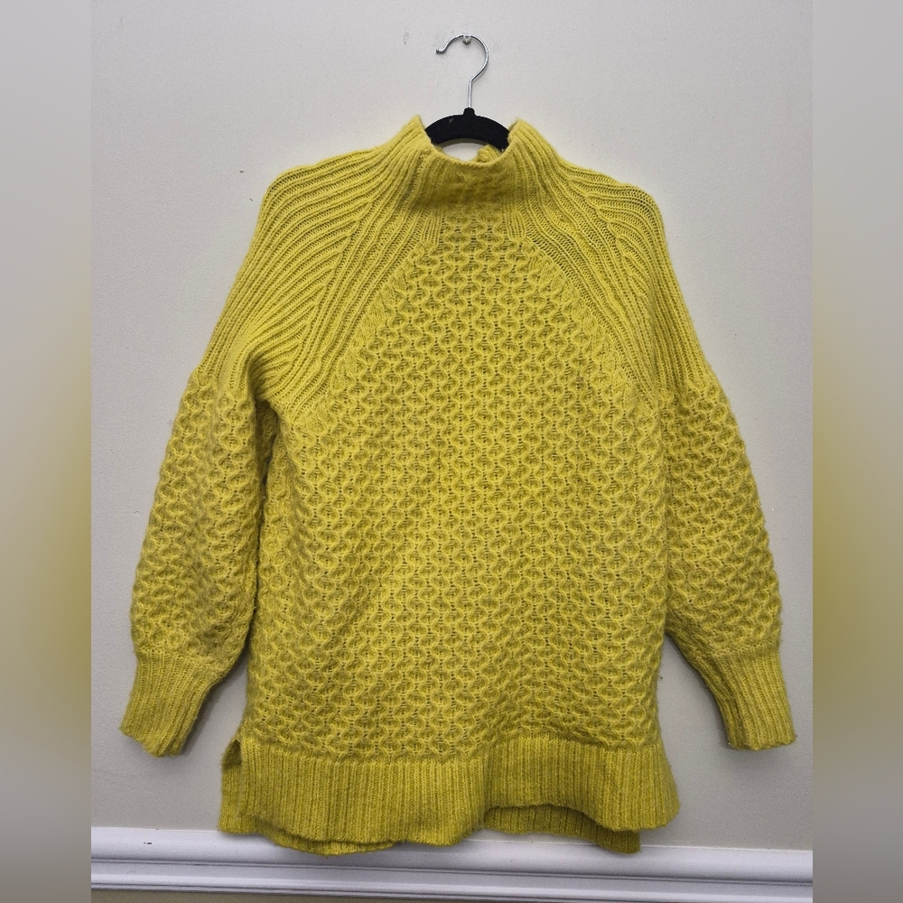 Anthropologie Bia Alpaca Mock Neck Oversized Sweater - Yellow Xs - Picture 3 of 8